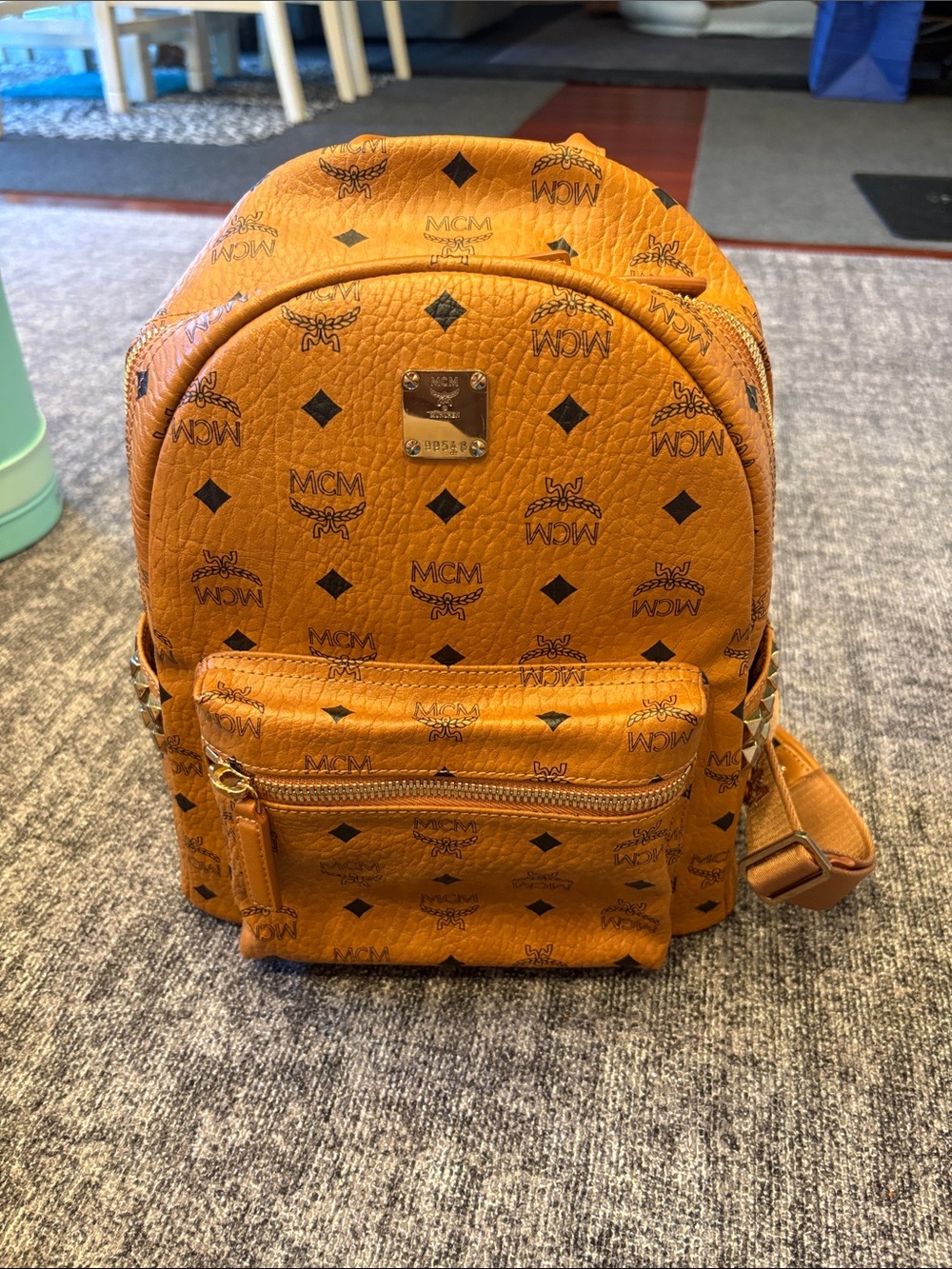 MCM Cognac/Tan Monogram Mini Backpack